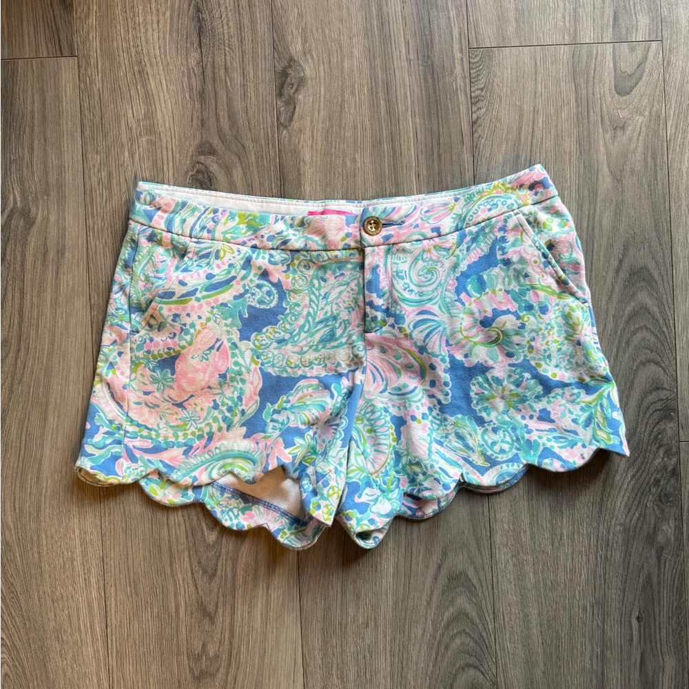 Lilly Pulitzer Pastel Paisley Scalloped Hem Shorts